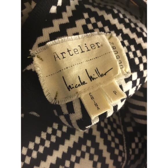 Artelier Nicole Miller black/white geometric w/neon zip sheath Dress NWT$245 SzP - Picture 2 of 7